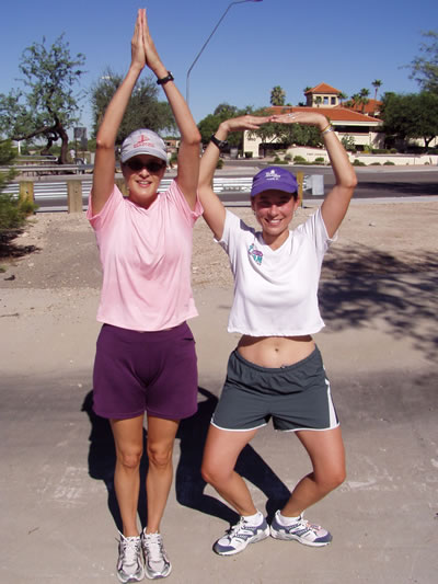 Jennie and Kathy celebrating 18 miles.