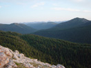 Pentagon Mountain peeks from the distant horizon in this photo of the Bob Marshall Wilderness